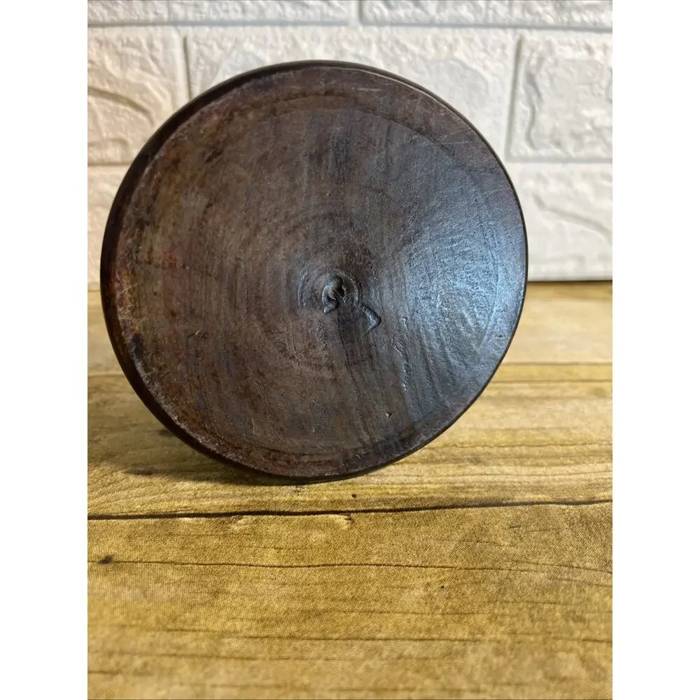 Hand Carved Wooden Africa 6 Coaster Set with Holder & Lid Beautiful Boho 4x5”